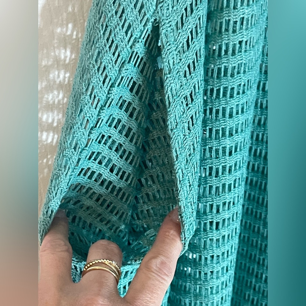 NWT: Haute Hippie Aqua Crochet Maxi Dress/Beach Cover-up Rope Straps Size Small - Picture 3 of 8